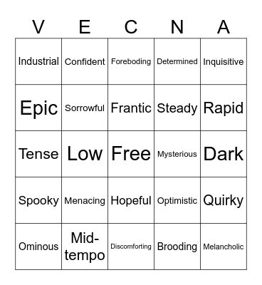 Stranger Things Synth Bingo Card