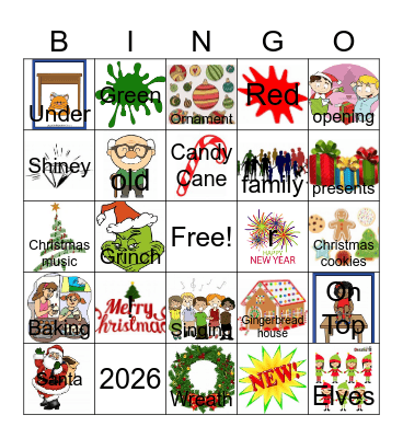 AAC Christmas Vocab Bingo Card