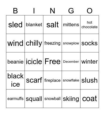 Winter Words Bingo Card