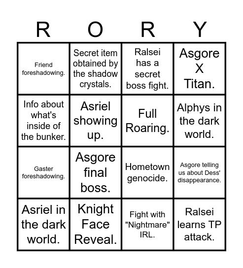 Deltarune Chapter 5 BINGO Card