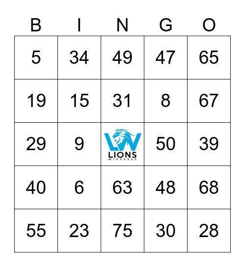 Lions Wireless Holiday Party Bingo Card