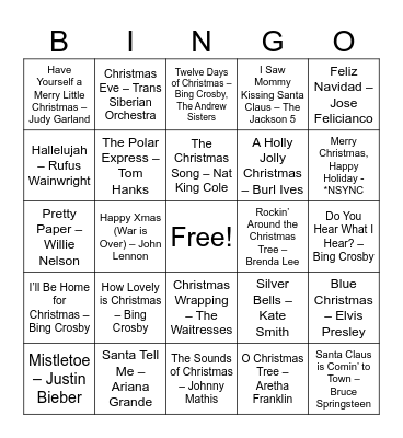 Christmas Singo Bingo Card