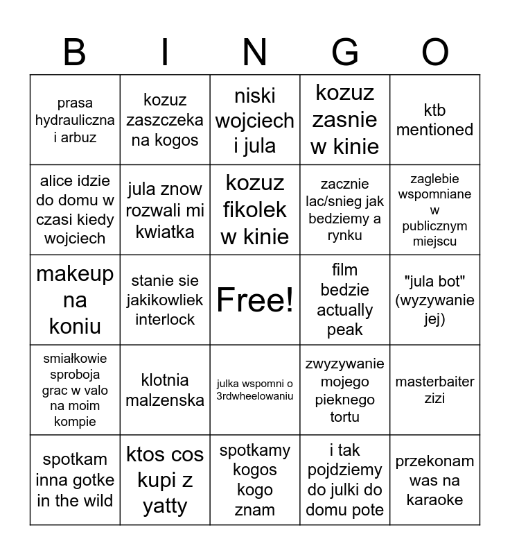 16 Bingo Card