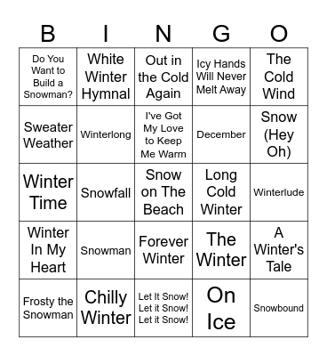 Winter Warning Bingo Card