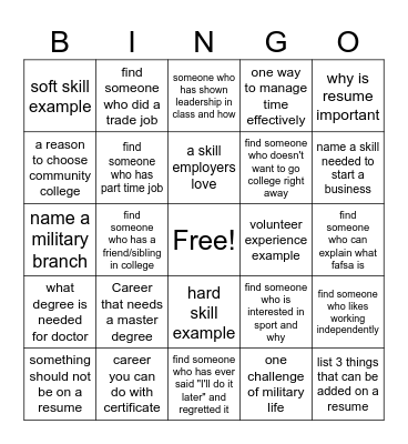 Explore Your Path Bingo Card