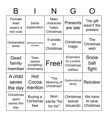Christmas Movie Bingo Card