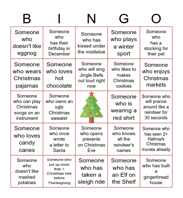 Christmas Bingo Challenge! Bingo Card
