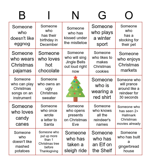 Christmas Bingo Challenge! Bingo Card