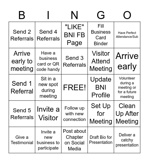 BNI BINGO Card