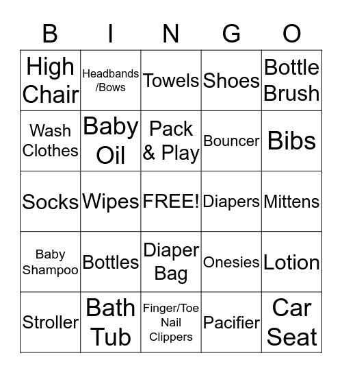 BABY BINGO Card