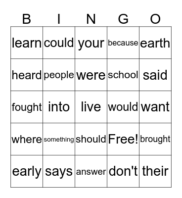 Lessons 66-69 Bingo Card