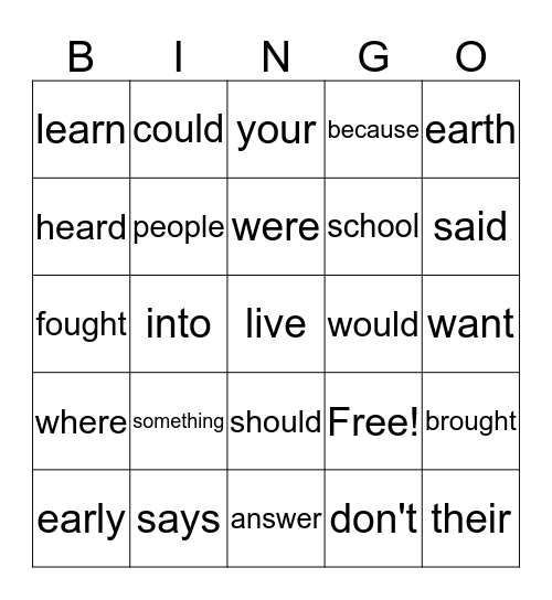 Lessons 66-69 Bingo Card