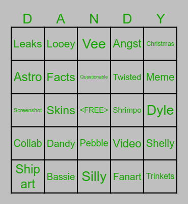 Dandy's world Bingo Card