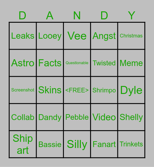 Dandy's world Bingo Card