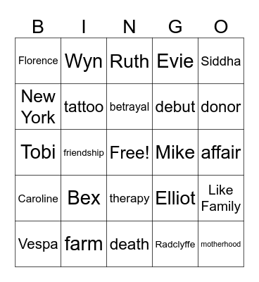 Like Family Bingo Card