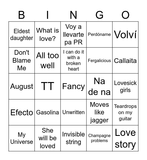 Bingo! Bingo Card