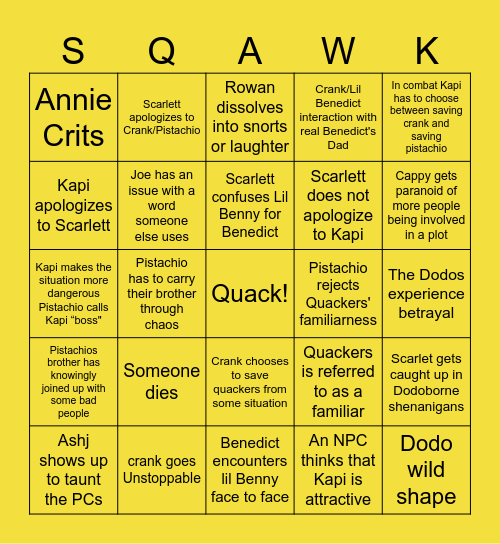 Dodo bingo! Bingo Card
