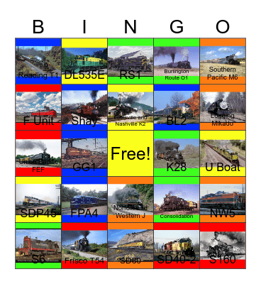 Railroads in the U.S.A that I would like to visit besides the Wildlife Prairie Park with PWP someday Bingo Card