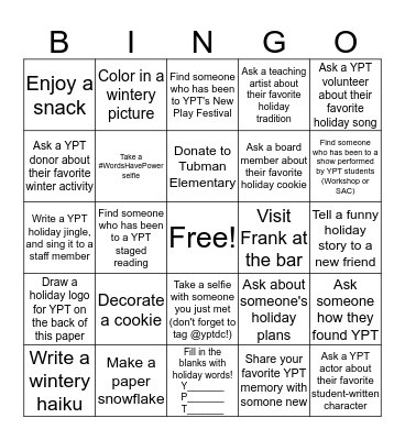 Holiday Party Bingo Card