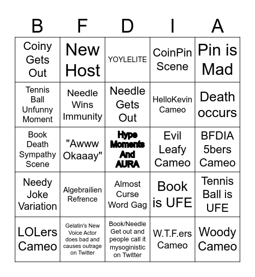 BFDIA 23 PREDICTIONS Bingo Card