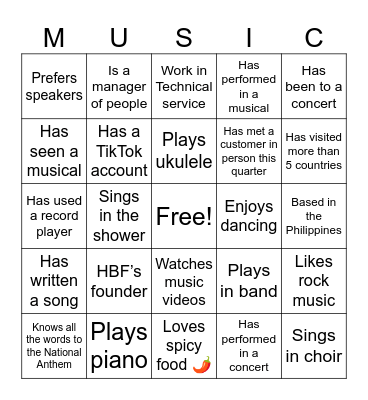 ice breaking Bingo Card