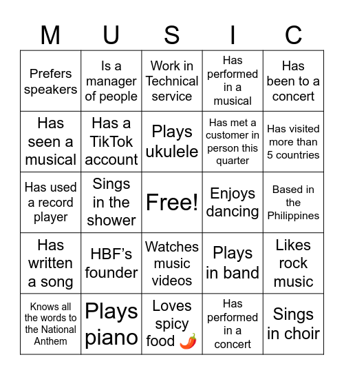 ice breaking Bingo Card