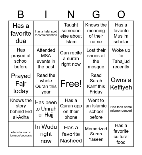 Find Someone Who.... Bingo Card