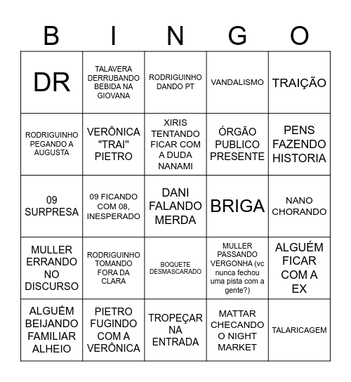 BINGO FORMATURA Bingo Card