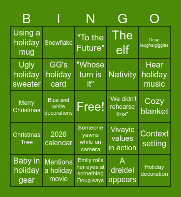 Team Meeting Holiday Bingo Card