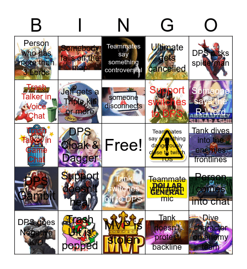 Rivals Bingo Card
