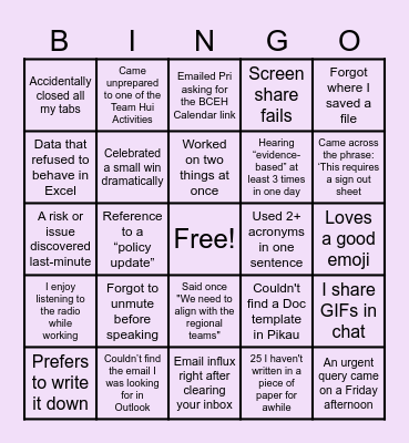 BCEH - Bingo Time! Bingo Card