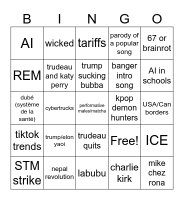 Bye Bye 2025 predictions Bingo Card