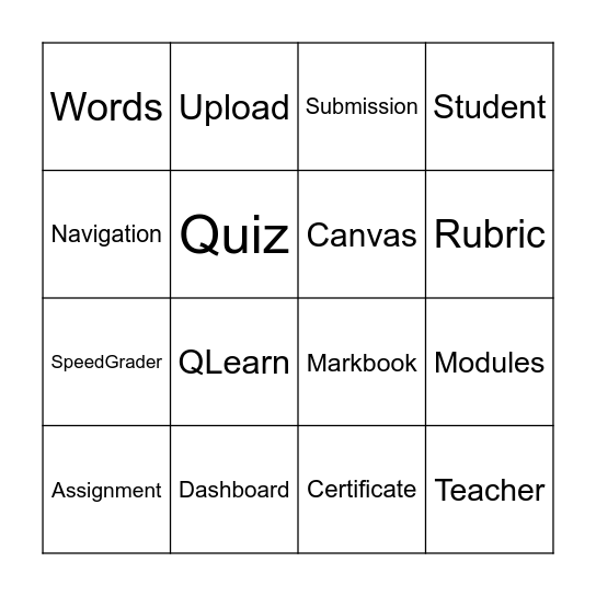QLearn Essentials Bingo Card