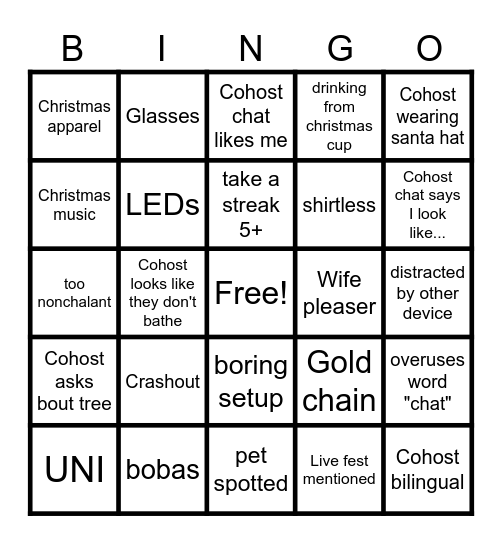 Tiktok LIVE BINGO Card
