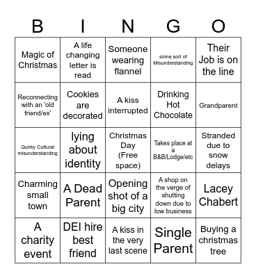 Halmark Movie Bingo Card