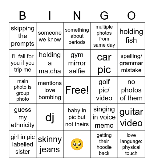 rains hinge men Bingo Card