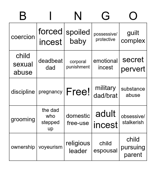 Dad things bingo Card