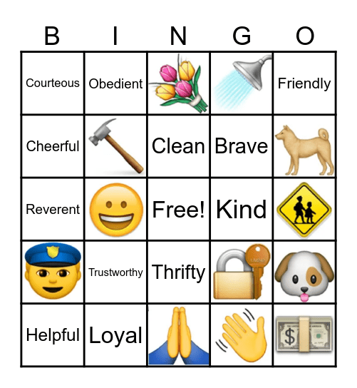 Cub Scout Law Bingo Card