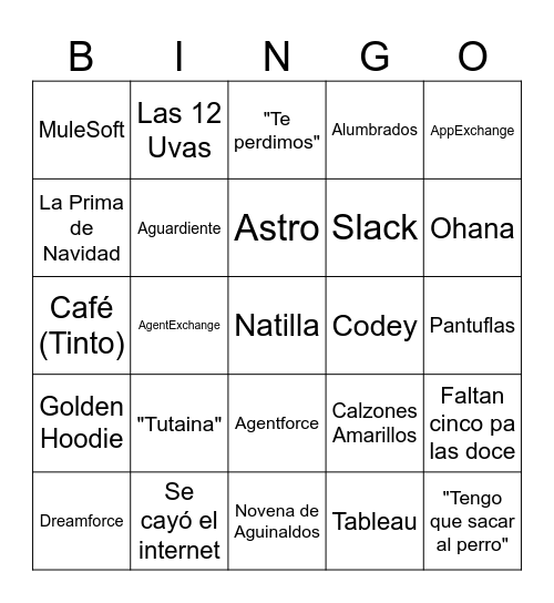 Simulacro navideño Bingo Card