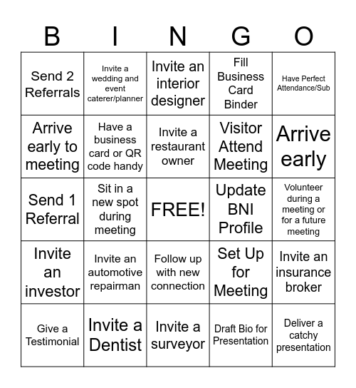 BNI BINGO Card
