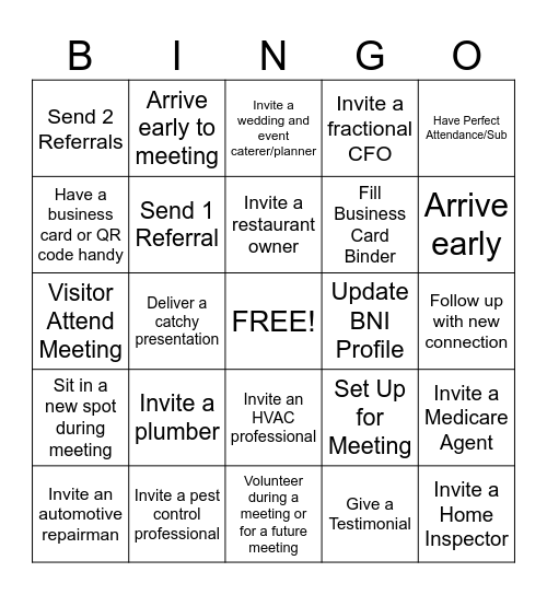 BNI BINGO Card