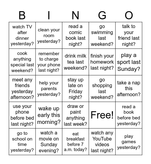 Did you ...? Bingo Card