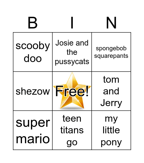 TV shows Bingo Card