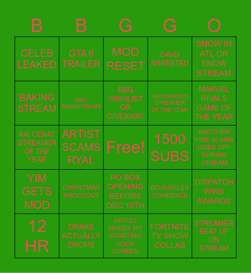 DEC BOARD Bingo Card