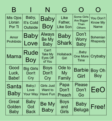 What’s That Tune? Bingo Card