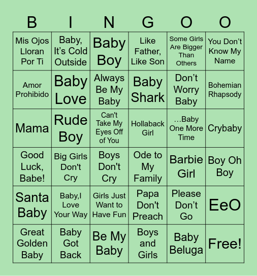 What’s That Tune? Bingo Card