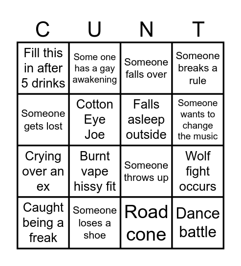 Danny's Birthday Bingo Card