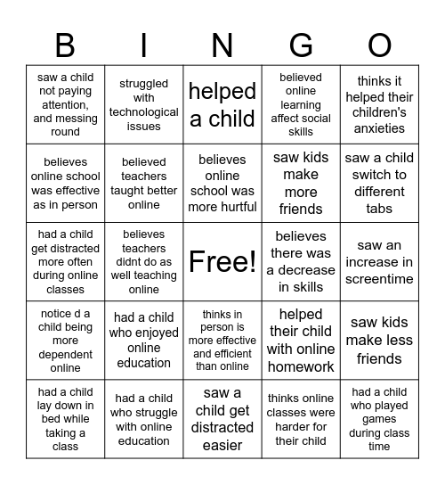 Find someone who... Bingo Card