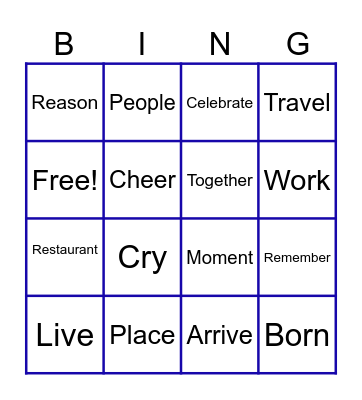 Relative Adverbs Bingo Card