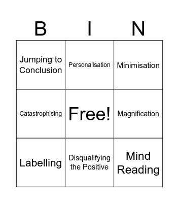 Thinking Traps Bingo Card